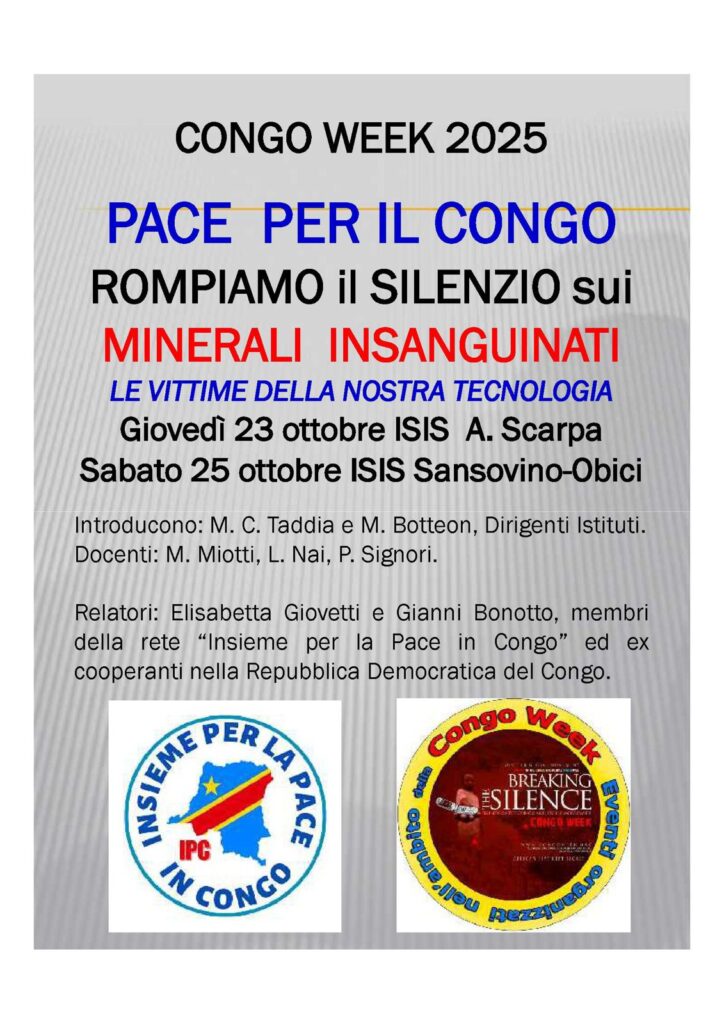 Incontri nelle scuole a Oderzo (TV) sui minerali insanguinati nell'ambito della Congo Week